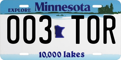 MN license plate 003TOR