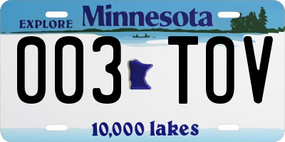 MN license plate 003TOV