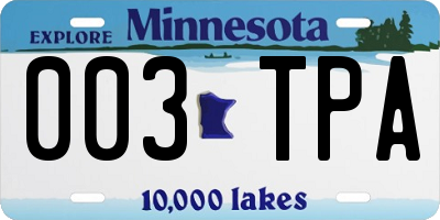 MN license plate 003TPA