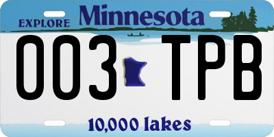 MN license plate 003TPB