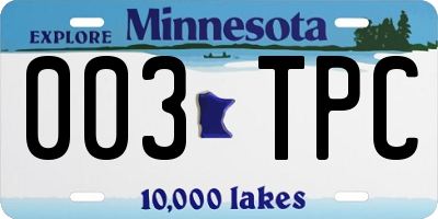 MN license plate 003TPC