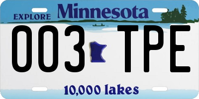 MN license plate 003TPE