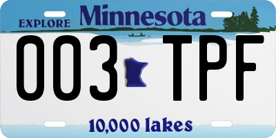 MN license plate 003TPF