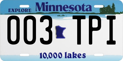 MN license plate 003TPI