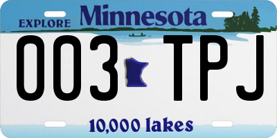 MN license plate 003TPJ