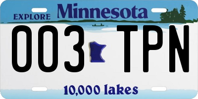 MN license plate 003TPN