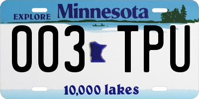 MN license plate 003TPU