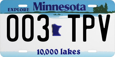 MN license plate 003TPV