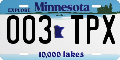 MN license plate 003TPX