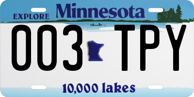 MN license plate 003TPY