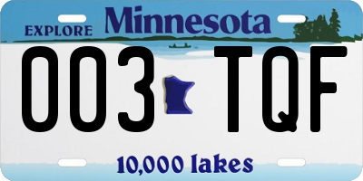 MN license plate 003TQF
