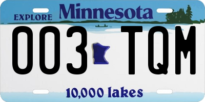 MN license plate 003TQM