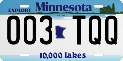 MN license plate 003TQQ