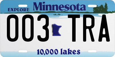 MN license plate 003TRA