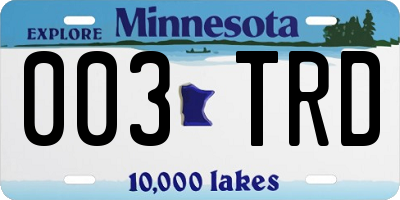 MN license plate 003TRD