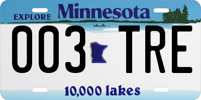 MN license plate 003TRE