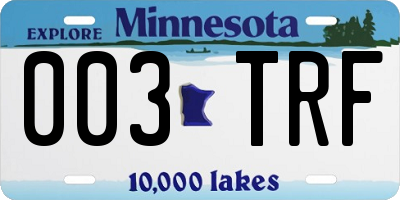 MN license plate 003TRF