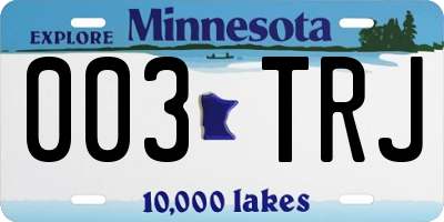 MN license plate 003TRJ