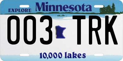 MN license plate 003TRK