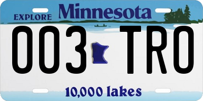 MN license plate 003TRO