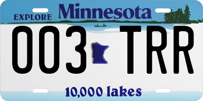 MN license plate 003TRR