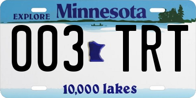 MN license plate 003TRT