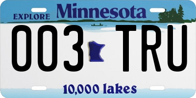 MN license plate 003TRU