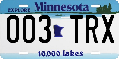 MN license plate 003TRX