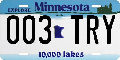 MN license plate 003TRY