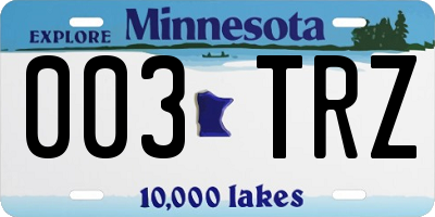 MN license plate 003TRZ