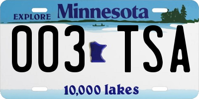 MN license plate 003TSA