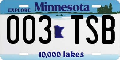 MN license plate 003TSB