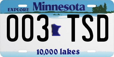 MN license plate 003TSD