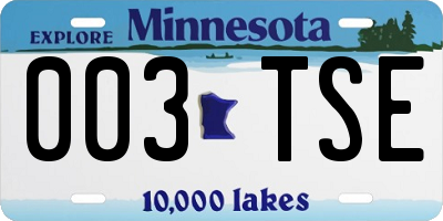 MN license plate 003TSE