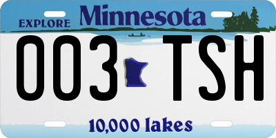 MN license plate 003TSH