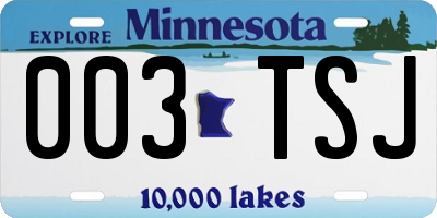 MN license plate 003TSJ
