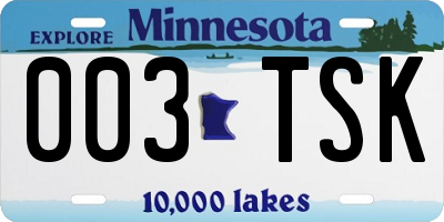 MN license plate 003TSK