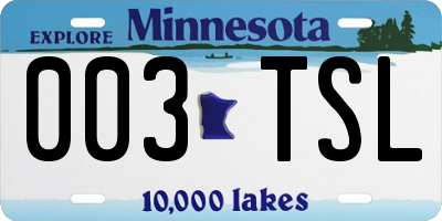 MN license plate 003TSL