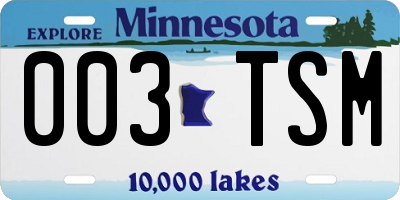 MN license plate 003TSM