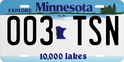 MN license plate 003TSN