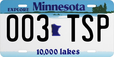 MN license plate 003TSP