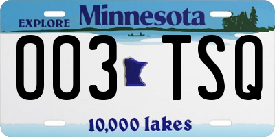 MN license plate 003TSQ