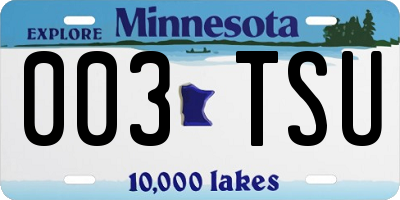 MN license plate 003TSU