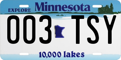 MN license plate 003TSY
