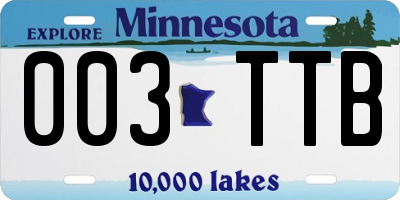 MN license plate 003TTB