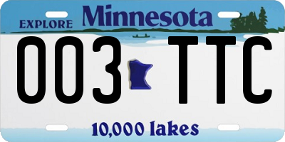 MN license plate 003TTC