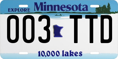 MN license plate 003TTD