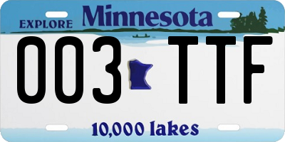 MN license plate 003TTF