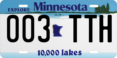 MN license plate 003TTH