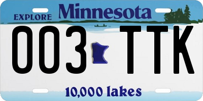 MN license plate 003TTK